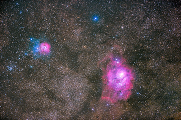 Trifid Nebula and Lagoon Nebula is the galaxy that contains our Solar System,  Long exposure...