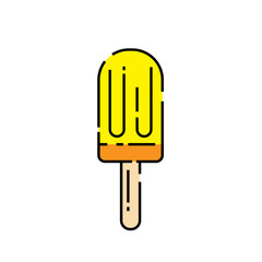 Ice pop line icon. Summer fruit popsicle symbol. Frozen lolly on stick sign. Vector illustration.