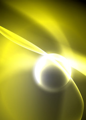 Dark space with shiny neon light motion waves. Abstract concept graphic element. Vector neon background. Technology background