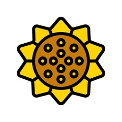 thanksgiving icon set, sun flower filled icon editable outline.