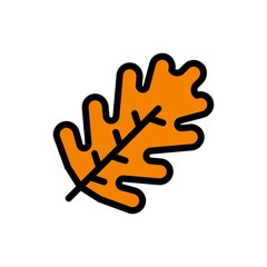 thanksgiving icon set, oak leaf filled icon editable outline.