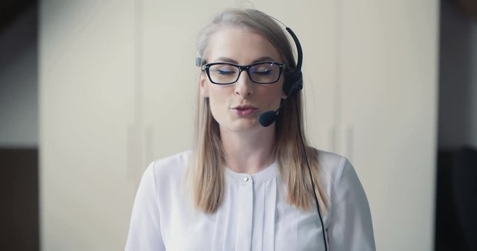 Close up ow Woman Working in Call Center