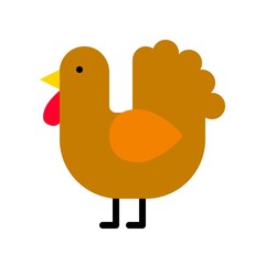 thanksgiving icon related set chicken turkey in flat design.