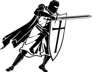 Crusader Medieval Soldier Defending Stance