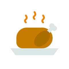 thanksgiving icon related set roasted chicken in flat design.