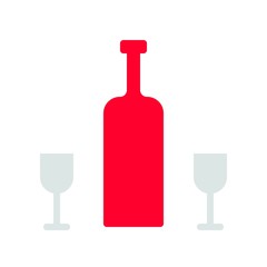 thanksgiving icon related set wine and glasses in flat design.
