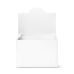 Show box blank mockup for set of  sachet packaging or flow pack in the  food, cosmetic and hygiene. Vector illustration on white background. Ready for your design. EPS10.	