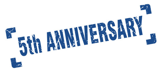 5th anniversary stamp. 5th anniversary square grunge sign. 5th anniversary