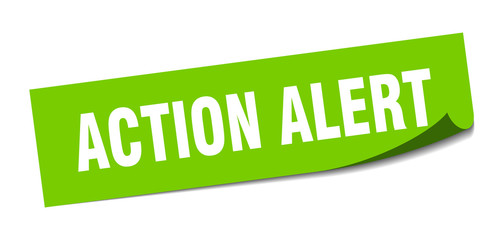 action alert sticker. action alert square isolated sign. action alert