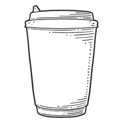 Disposable paper cup. Vector concept in doodle and sketch style.