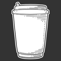 Disposable paper cup. Vector concept in doodle and sketch style.