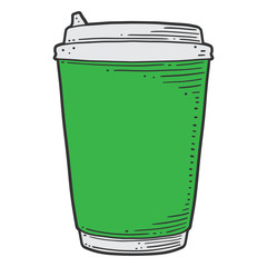 Disposable paper cup. Vector concept in doodle and sketch style.