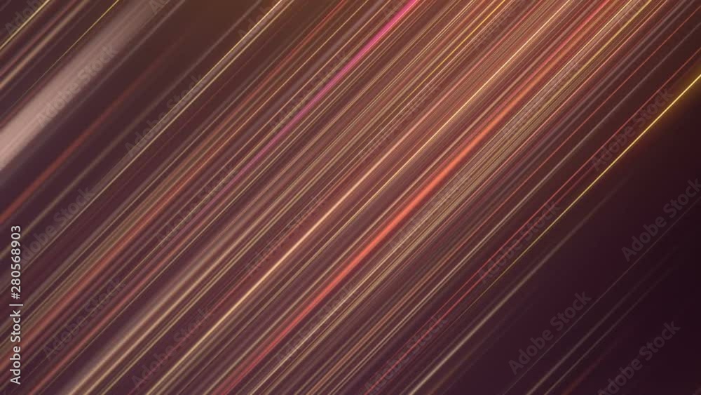 Poster Looping pattern of move colored diagonal led lines. Trendy animation, line art style with white wire on the edges. Computer generated digital motion graphics background. 3D rendering. HD resolution.