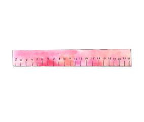 Pink measuring tape or ruler isolated on white background watercolor