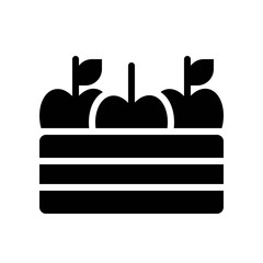 thanksgiving related set crate of apple basket in solid or glyph icon design.