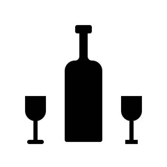 thanksgiving related set wine and glasses in solid or glyph icon design.