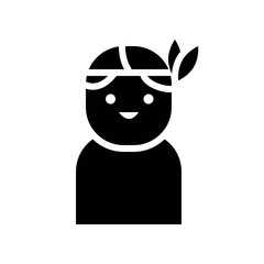 thanksgiving related set human character Native American in solid or glyph icon design.