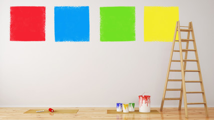 Wand mit Wandfarbe bei Renovierung