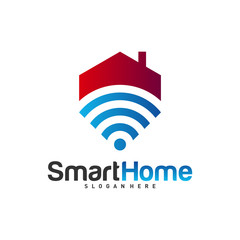 Wifi House Vector Logo. Smart Home Tech Logo Vector. House Net Logo Concept Vector