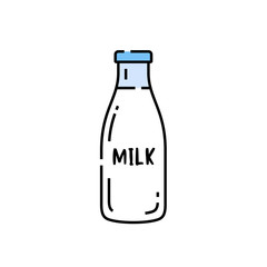 Milk bottle line icon. Fresh dairy drink symbol. Vector illustration.
