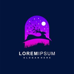 jumping deer logo design ready to use