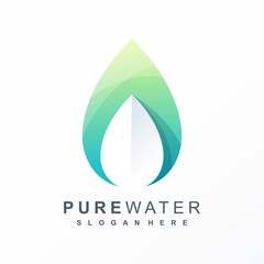water leaf logo design ready to use