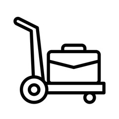 Luggage trolley vector, Baggage line style icon editable outline