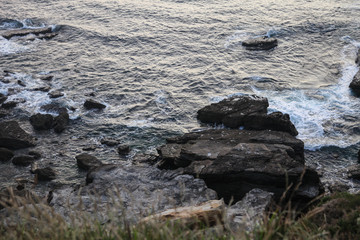 Sunset on a steep coast in northern Spain