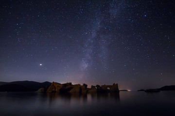 Perseid meteor shower and stars 