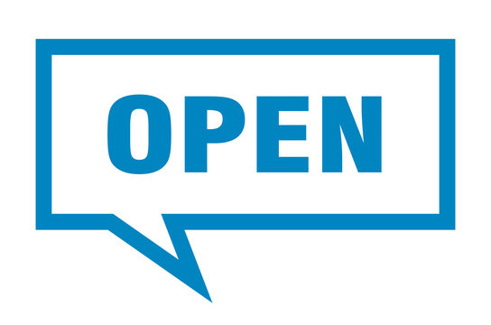 open sign. open square speech bubble. open