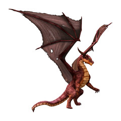 3D Rendering Fairy Tale Dragon on White