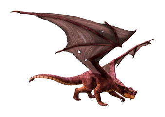 3D Rendering Fairy Tale Dragon on White