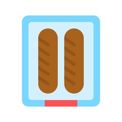 Smoked sausage vector, grocery store related flat style icon