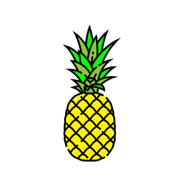 recommend clip art: Pineapple line icon. Fresh tropical summer fruit symbol. Vector illustration.