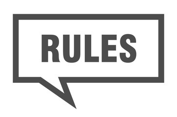 rules sign. rules square speech bubble. rules