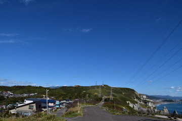 The view of the sea and mountains in Hokkaido, Japan