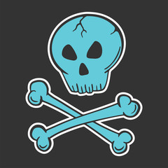 Skull with crossed bones. Vector concept in doodle and sketch style.