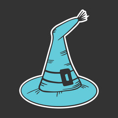 Witch hat. Vector concept in doodle and sketch style.