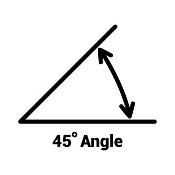 45 degree angle icon, isolated icon with angle symbol and text