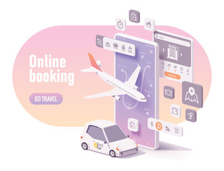 Vector online travel planning and booking concept