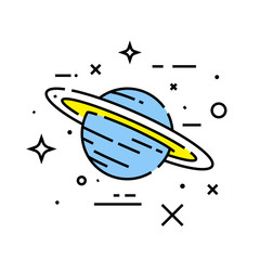 Obraz premium Saturn planet line icon. Cosmos symbol. Space galaxy sign. Vector illustration.