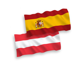 Flags of Austria and Spain on a white background