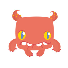 Funny cartoon monster. Vector Halloween illustration