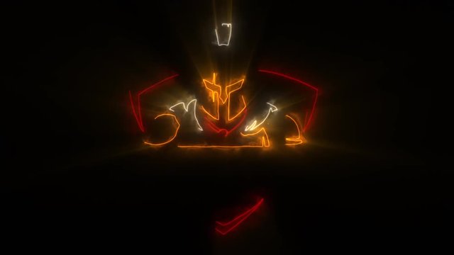 Colorful Spartan Warrior Animated Logo with Reveal Effect  & Light Rays