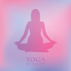 Fototapeta na wymiar yoga for pregnant women pink silhouette vector illustration EPS10