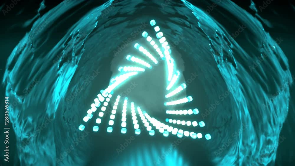Fototapete Magic fantasy triangular portal. Abstract background, cosmic landscape. Computer generated geometric 3D render loop animation. 4K, Ultra HD resolution.