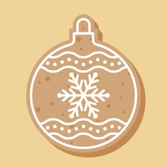 xmas ball gingerbread in flat design editable outline detail