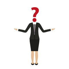 business woman character with question mark head vector illustration EPS10