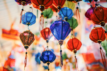 Colorful tradition lantern at china town lantern market in saigon, Vietnam. Beautiful Chinese ...