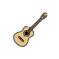 Acoustic guitar line icon. Classical Spanish guitar symbol. Classic stringed instrument sign. Vector illustration.